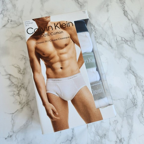 3 CALVIN KLEIN MENS COTTON UNDERWEAR 3 PACK BRIEFS WHITE  2XL - Picture 1 of 6